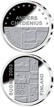 200e sterfdag Anders Chydenius 10 euro Finland 2003 UNC
